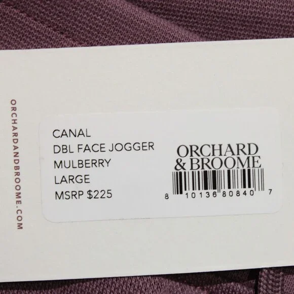 Orchard & Broome NWT Canal Joggers / Sweatpants Size L US In Mulberry Purple